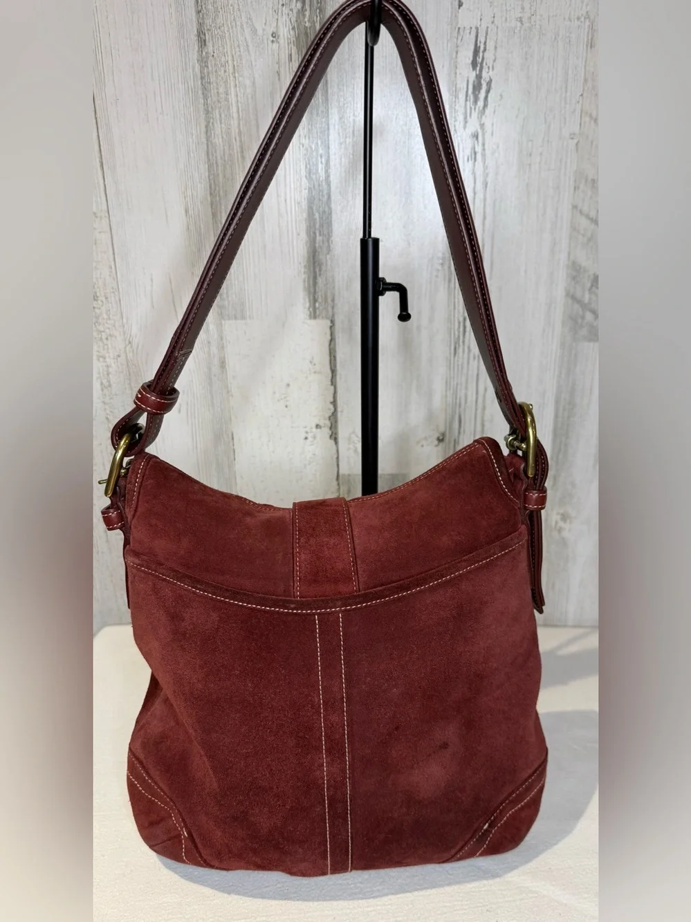 Coach Vintage SoHo Suede Duffle Bag in Deep Red Brass Hardware 2003 9482
